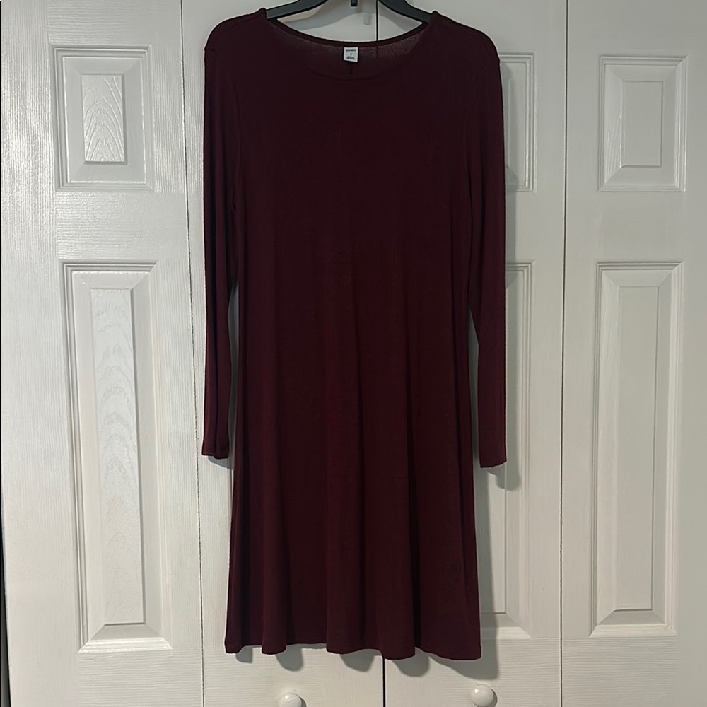 Old Navy Burgundy Long Sleeve T shirt Dress